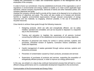 Airbus Crisa Environmental and Energy Policy